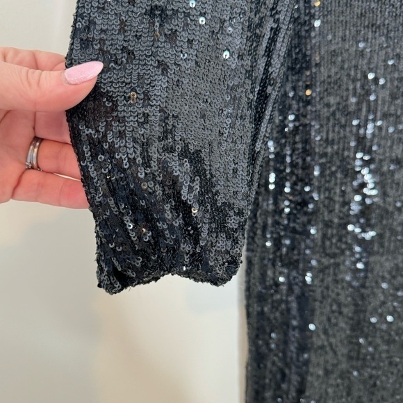 NWT AQUA BLOOMINGDALE'S Black Sequin Cut Out Cocktail Dress Size 4 - Picture 5 of 7